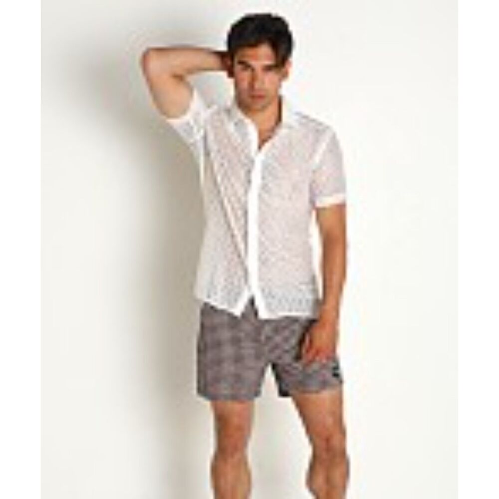 St33le Stretch Knit Lace Gossamer Short Sleeve Shirt White Gay Pride Muscle Sm.